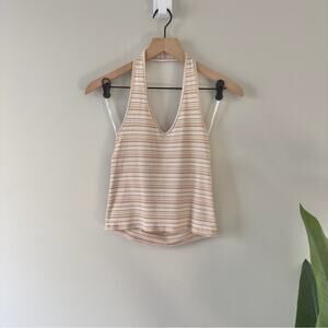 American Eagle Outfitters Striped Halter Tank Top Cropped Sleeveless Y2K Crop L